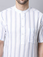 Even Apparels Beige Pure Cotton Kurta With Band Collar - Distacart
