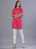 Juniper Women Fuchsia Chinon Silk Mukesh Work Straight Tunic
