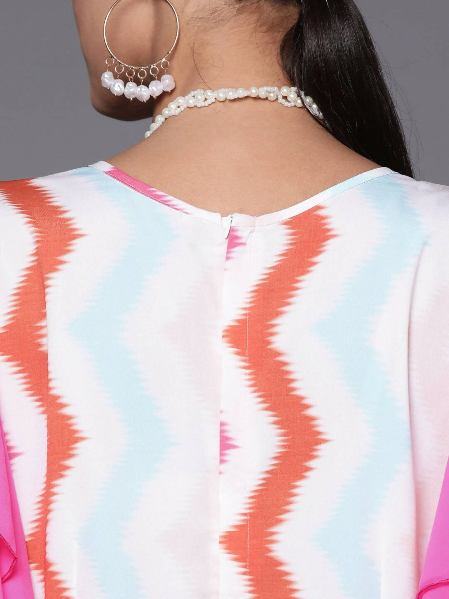 Ahalyaa White & Pink Zig Zag Striped Basic Jumpsuit - Distacart