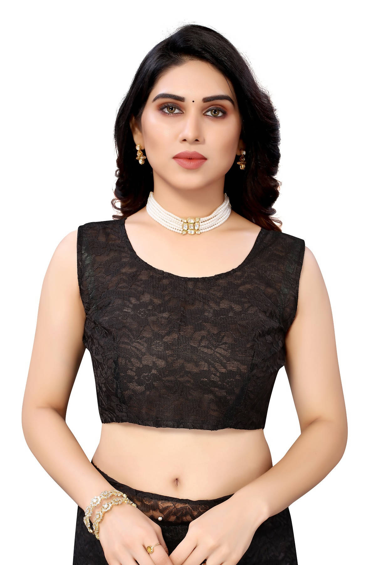 Vamika Ethnic Fire Black Pearls Net Saree - Distacart
