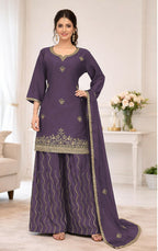 Teeya Creation Onion Color Chinon Silk Heavy Embroidery Work Party Wear Palazzo Set - Distacart