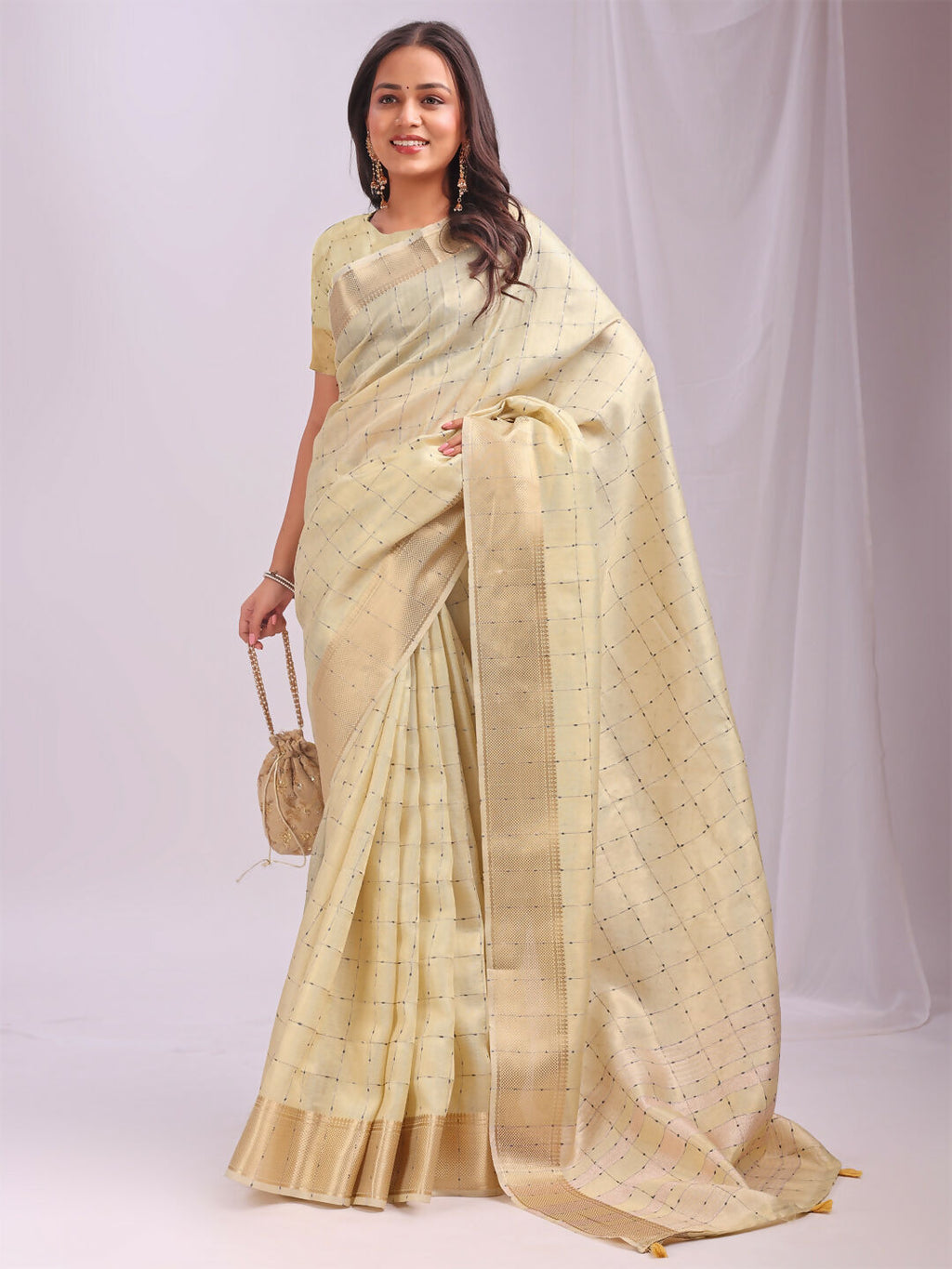 Shree Shyam Fashion Organza Gold Saree - Distacart