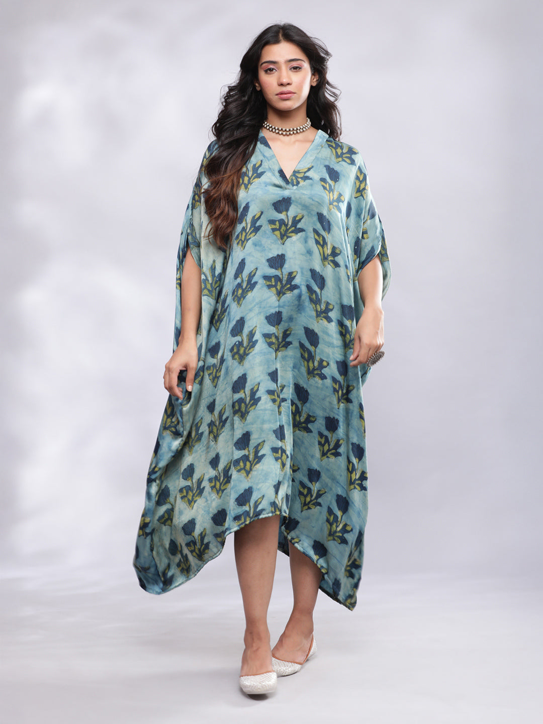 BohoJazz Signature Modal Silk Floral Kaftan - Distacart