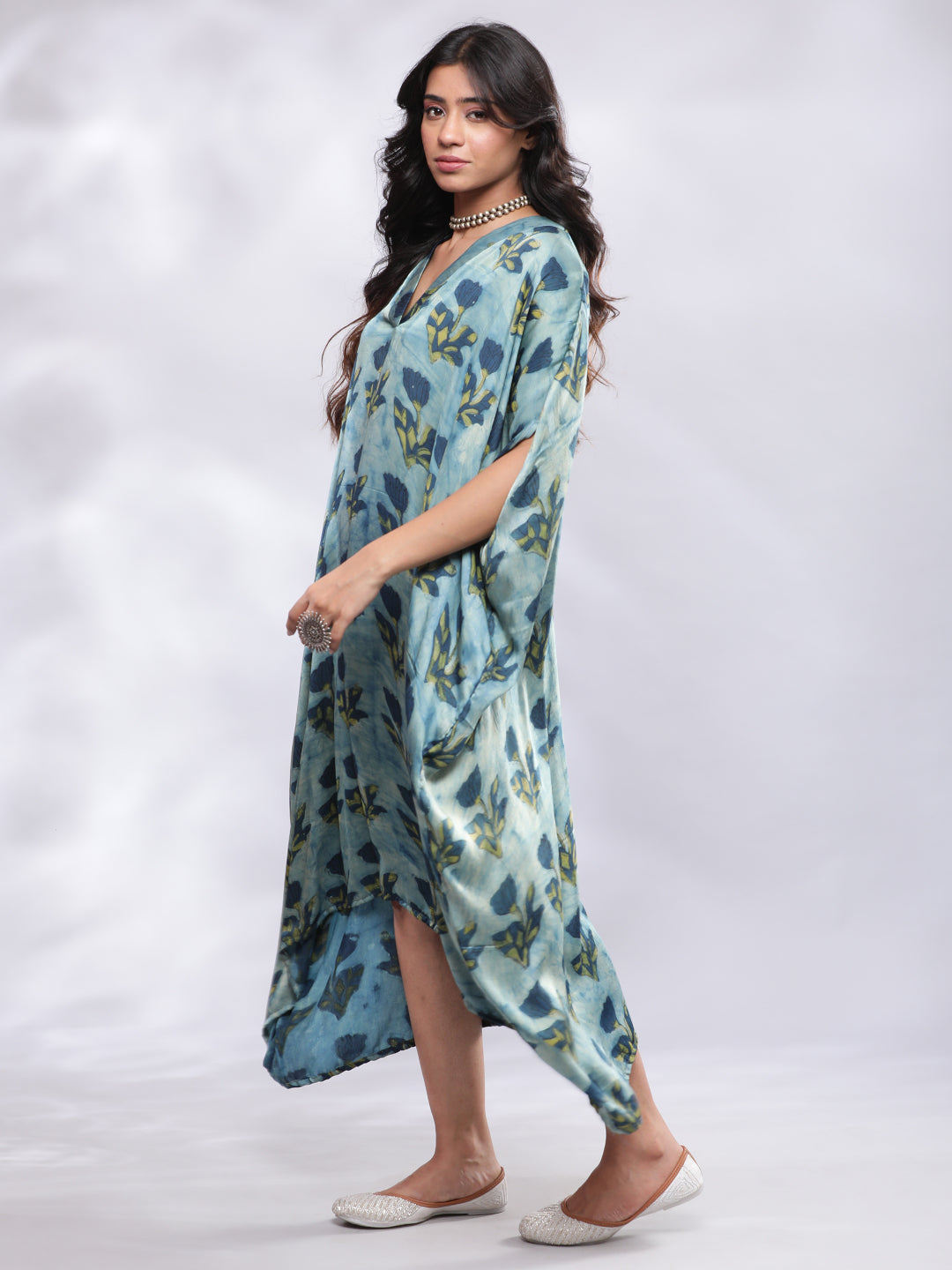 BohoJazz Signature Modal Silk Floral Kaftan - Distacart