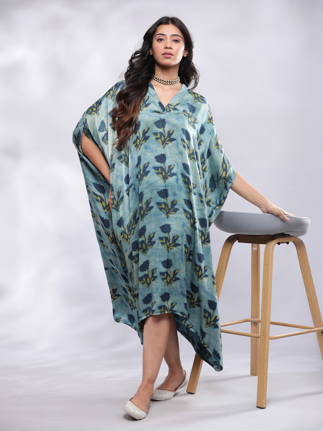 BohoJazz Signature Modal Silk Floral Kaftan - Distacart