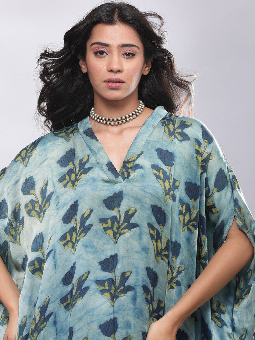 BohoJazz Signature Modal Silk Floral Kaftan - Distacart