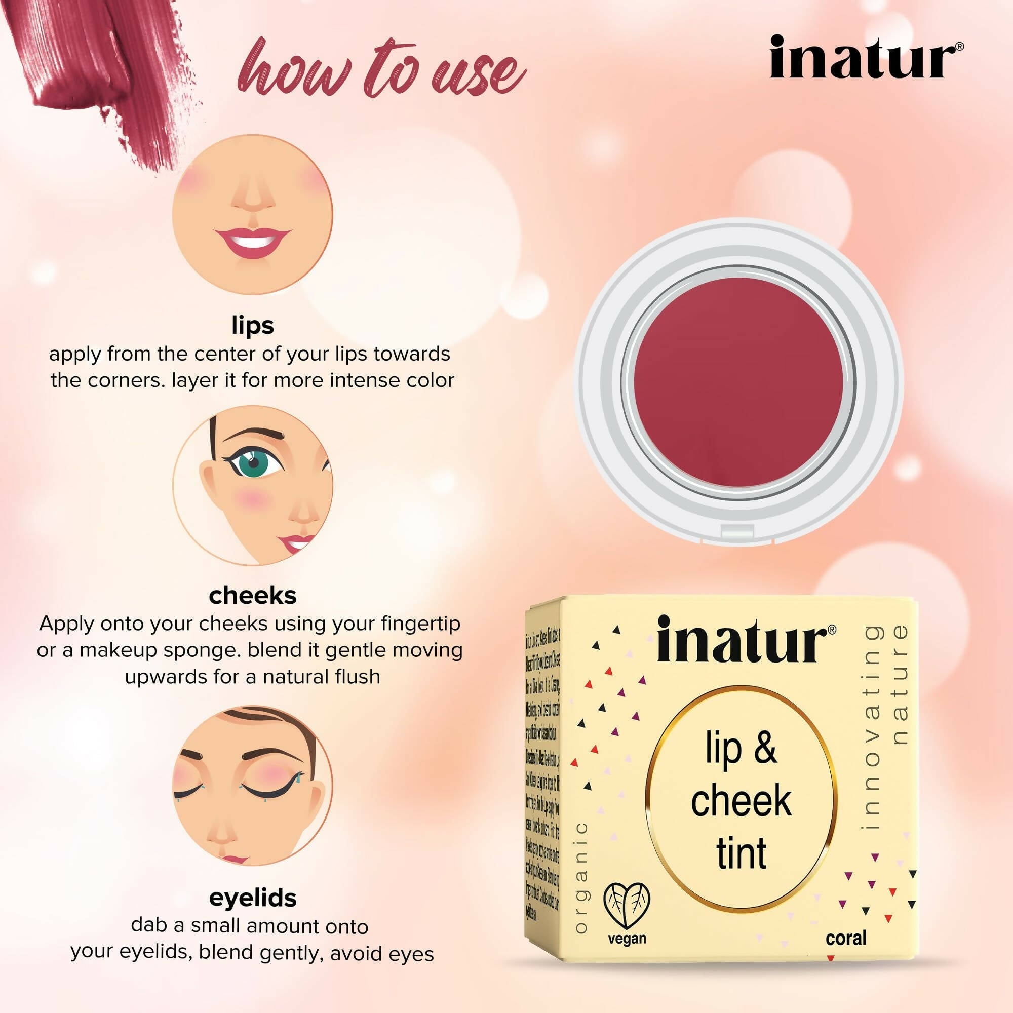Inatur Lip and Cheek Tint Coral - Distacart