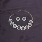 Multi Diamond and Stone Neckpiece with Studs- Ruby Raang