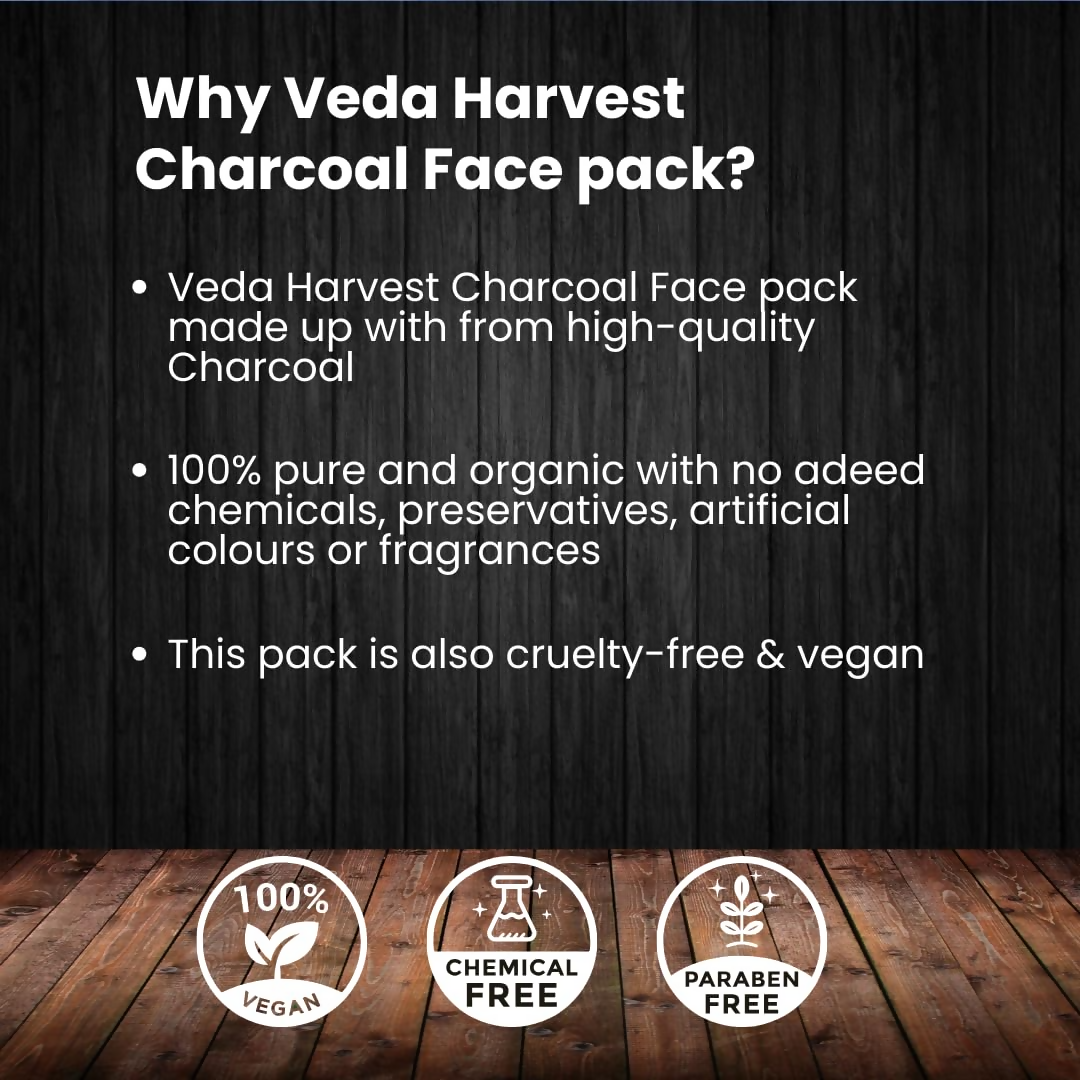 Veda Harvest Charcoal Face Pack With Activated Charcoal For Skin Detoxification