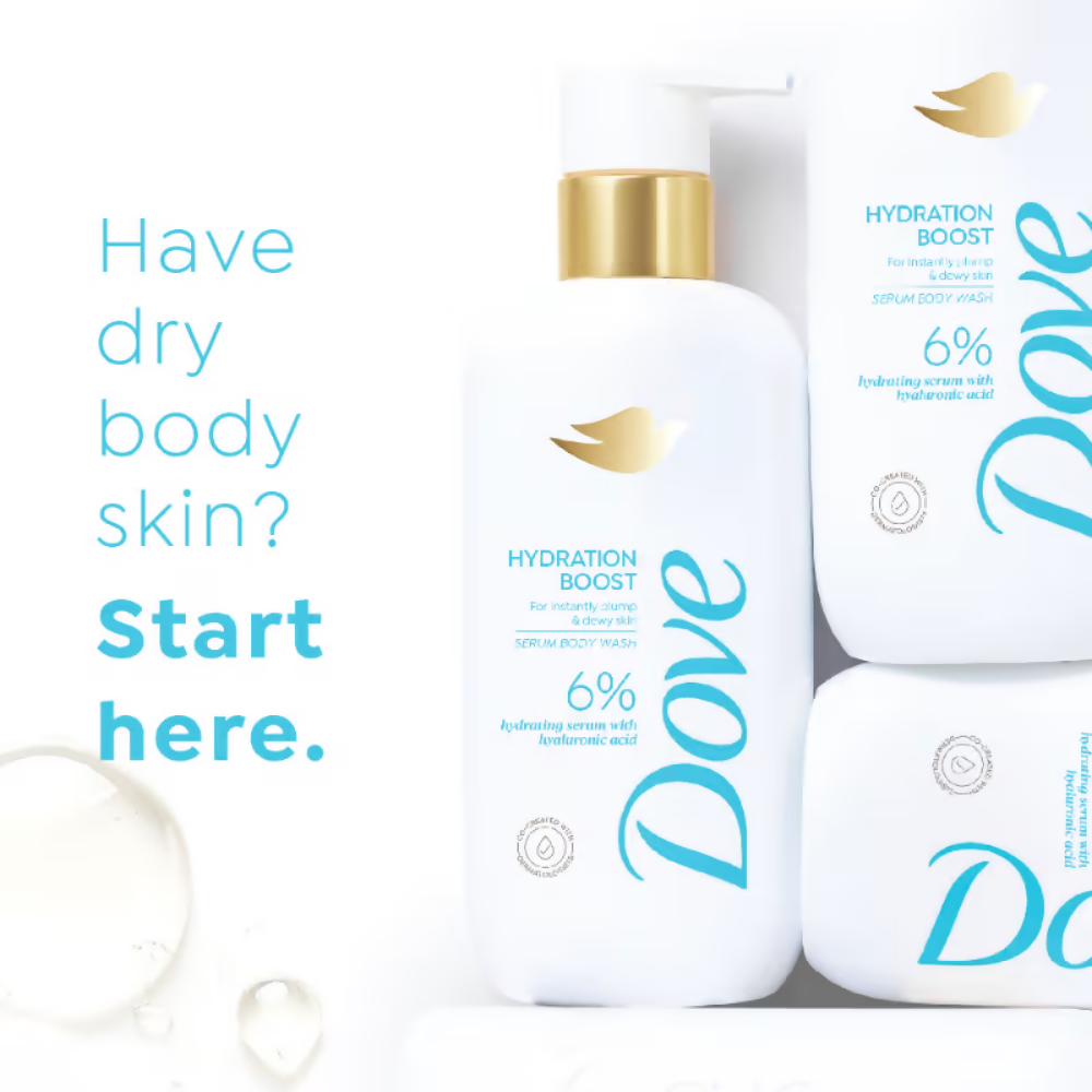 Dove 6% Hydrating Serum With Hyaluronic Acid Hydration Boost Bodywash
