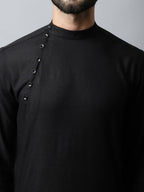 Even Apparels Black Color Linen Linen Men's Kurta With Side Placket (LN761) - Distacart