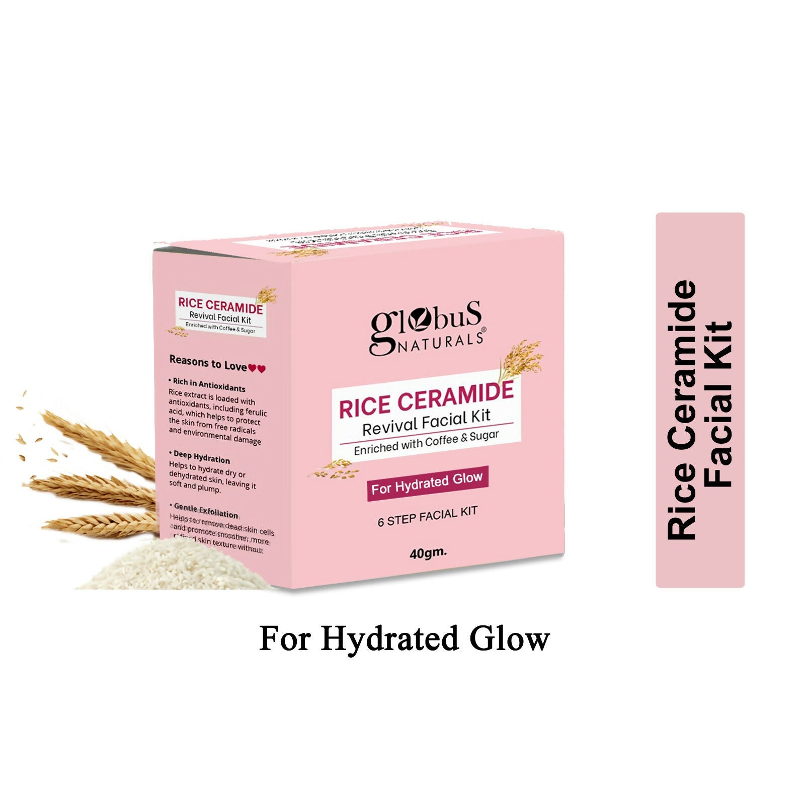 Globus Naturals Rice Ceramide 6 Step Facial Kit For Korean Glass Skin - Distacart
