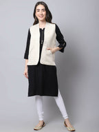 Even Apparels Cream 100% Viscose Rayon Open Front Gillet - Distacart