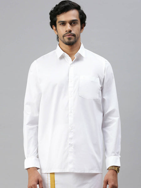 Ramraj Cotton Mens Full Sleeve White Shirt Plus Size - Soft Touch Cotton