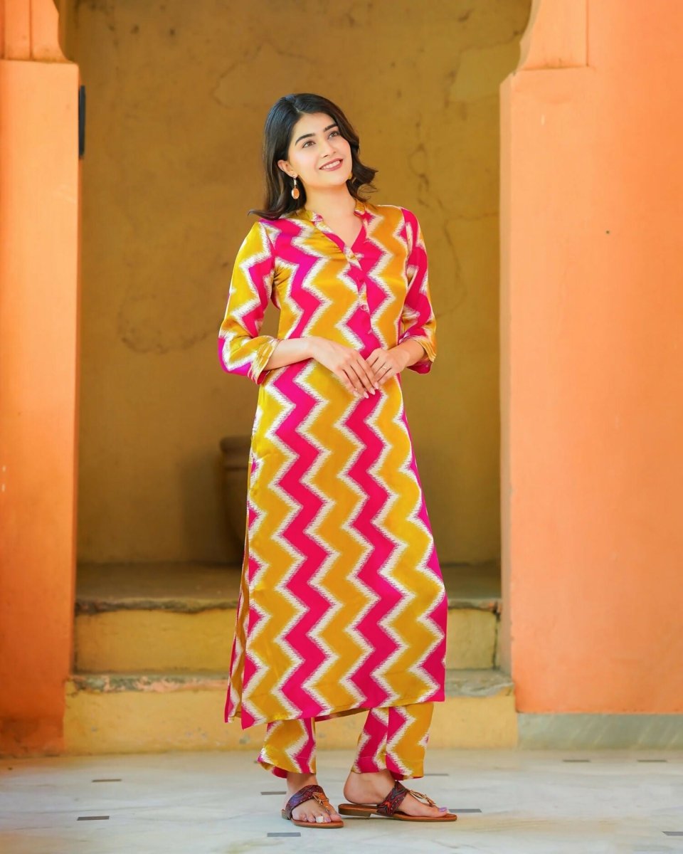 Aayaa Pure Muslin printed Kurti & Pant - Multi Color