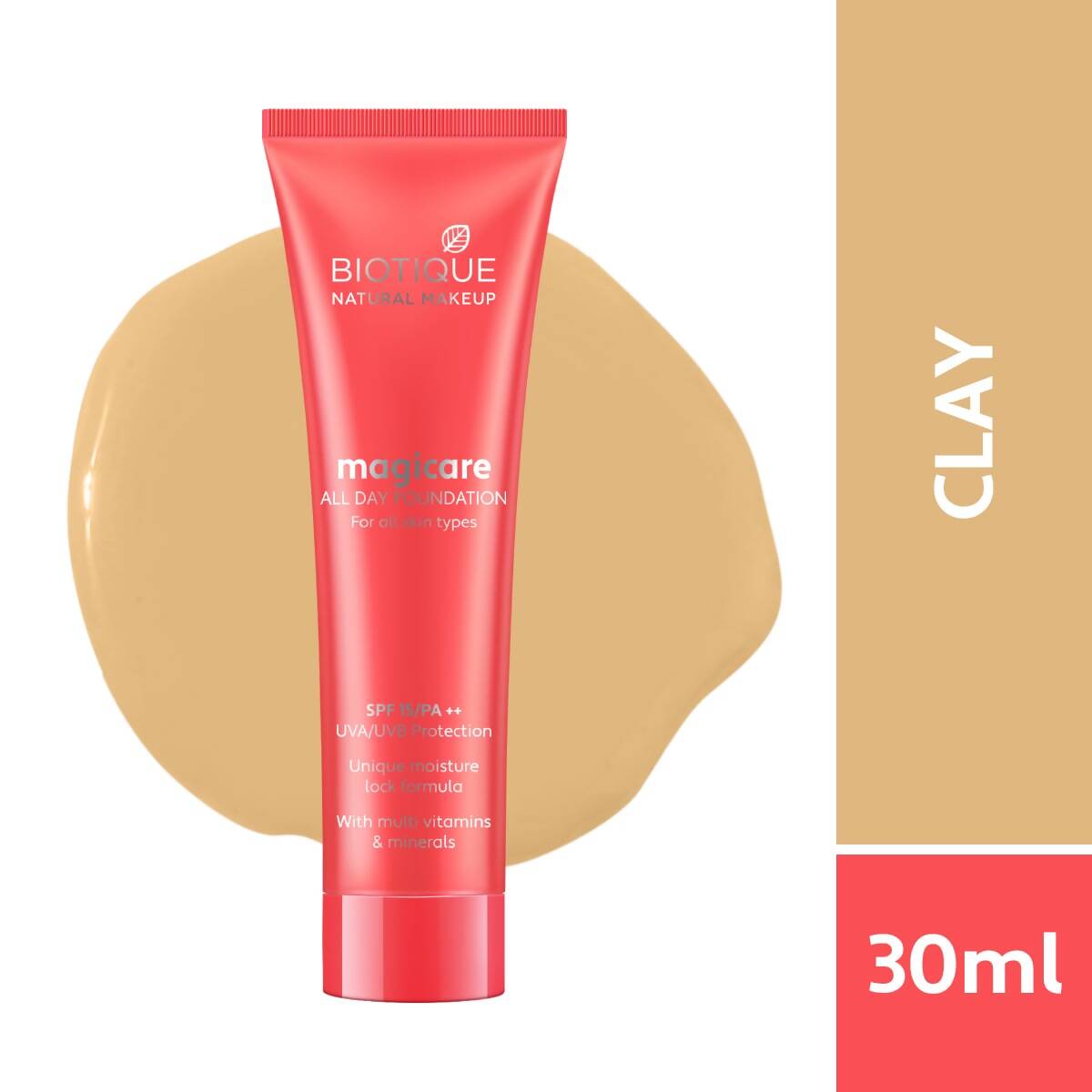 Biotique Natural Makeup Natural Magicare All Day Liquid Foundation - Clay - Distacart