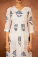 Joban Fashion Off White Blue Hand Block Printed Cotton Suit Set - Distacart
