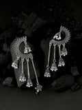 NVR Women Rhodium-Plated Kundan Stone-Studded Beaded Jewellery Set