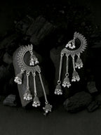 NVR Women Rhodium-Plated Kundan Stone-Studded Beaded Jewellery Set