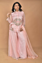 Morchari Women And Hand Embroidery Palazzo Set-Peach