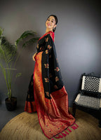 Joban Fashion Banarasi Black Woven Soft Silk Saree - Distacart