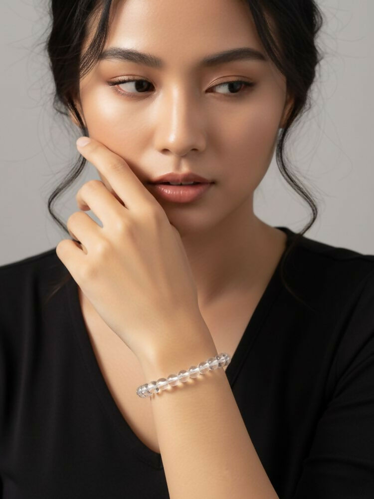 NVR White Crystal Beaded Bracelet for Men & Women - Distacart