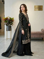 Teeya Creation Black Color Gimmychu Silk Embroidery Work Wedding Wear Salwar Suit - Distacart