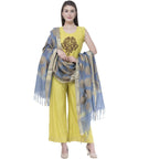 A R Silk Women's Zari Embroidery Vanarsi Silk Gray Dupattas and Chunnis