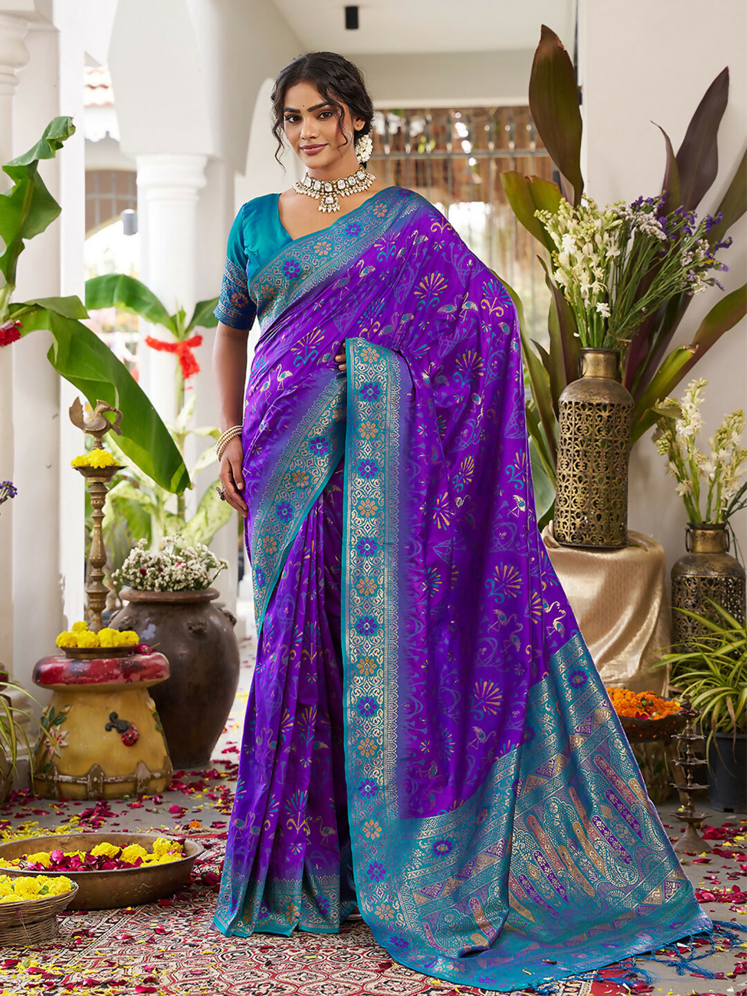 Shree Shyam Fashion Violet Soft Silk Saree - Distacart
