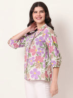 Yufta Multi Cotton Shirt Collar Shrit Style Top
