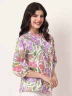 Yufta Multi Cotton Shirt Collar Shrit Style Top