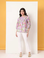 Yufta Multi Cotton Shirt Collar Shrit Style Top