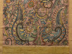 Multicolor Kalamkari Hand Painted Cotton Silk Handloom Saree With Exotic Floral and Peacocks Pallu Design - Global Threads