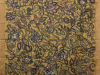 Multicolor Kalamkari Hand Painted Cotton Silk Handloom Saree With Exotic Floral and Peacocks Pallu Design - Global Threads