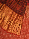 Multicolor Kalamkari Hand Painted Kanchipuram Silk Handloom Saree with Ramayana Design - Global Threads