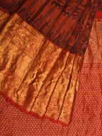 Multicolor Kalamkari Hand Painted Kanchipuram Silk Handloom Saree with Ramayana Design - Global Threads