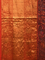Multicolor Kalamkari Hand Painted Kanchipuram Silk Handloom Saree with Ramayana Design - Global Threads