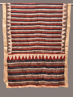 Multicolor Kalamkari Hand Painted Sico Handloom Dupatta with Strips Design - Global Threads