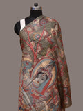 Multicolor Kalamkari Hand Painted Tussar Handloom Dupatta with Krishna Design - Global Threads