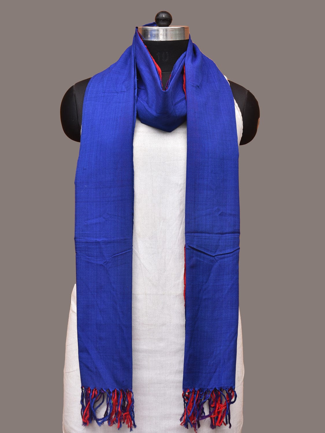 Multicolor Pochampally Ikat Cotton Handloom Plain Dupatta - Global Threads
