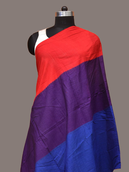 Multicolor Pochampally Ikat Cotton Handloom Plain Dupatta - Global Threads