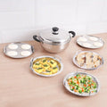The Indus Valley 8 Pit Tri-Steel Multi Pot Premium Stainless Steel Idli/ Dhokla/ Momo Maker/ Veg Steaming Set, Tri-ply Induction Bottom, 5 Plates, 3L