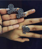 Silver-Plated Alloy Silver Oxidised Ring And Earring Combo - The Pari - Distacart