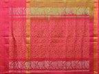 Mustard and Pink Uppada Silk Handloom Saree with Body Buta and Checks Border Design - Global Threads