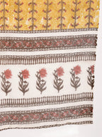 Yufta Mustard Cotton Lace Work On Yoke Straight Kurta Dupatta Pant Set