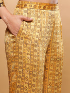 BohoJazz Mustard Vegetable Dye Flowy Modal Kurta with Pants - Distacart