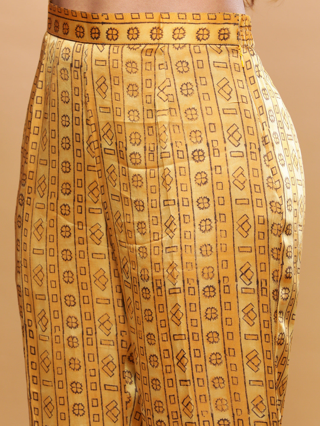 BohoJazz Mustard Vegetable Dye Flowy Modal Kurta with Pants - Distacart