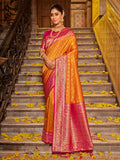 Anaita Mustard Banarasi Saree With Blouse Piece - Distacart