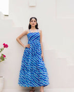 Aayaa Designer crape hand work Multi indo western - Blue - Distacart