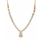Gold and American Diamond Neckpiece with Pink Stone Center Piece (Gold) - Ruby Raang